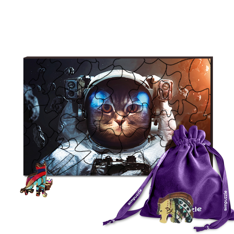 Space Cat Wooden Jigsaw Puzzle - aimpuzzle
