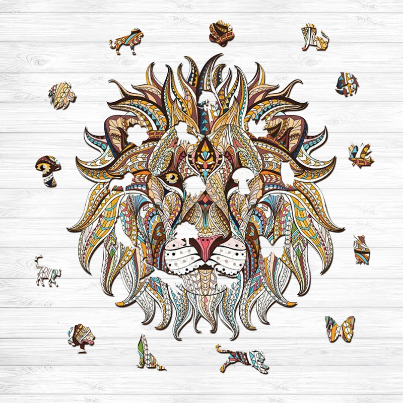 Tribal Lion Wooden Jigsaw Puzzle - aimpuzzle