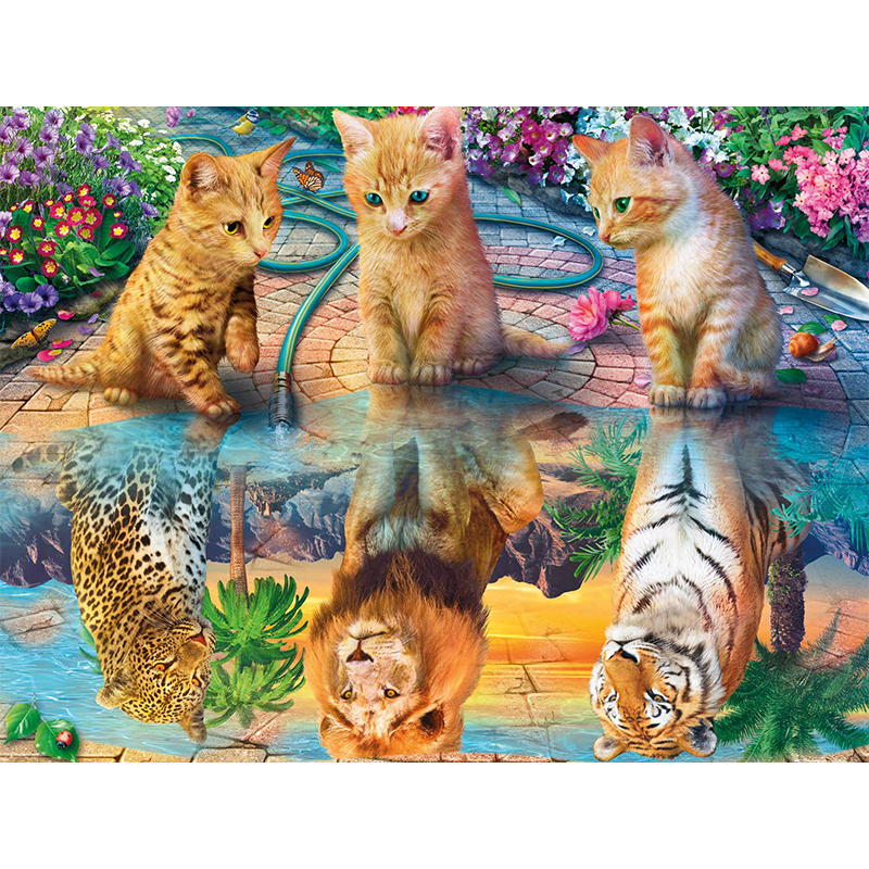 Cute Kitten in the Mirror Wooden Jigsaw Puzzle - aimpuzzle