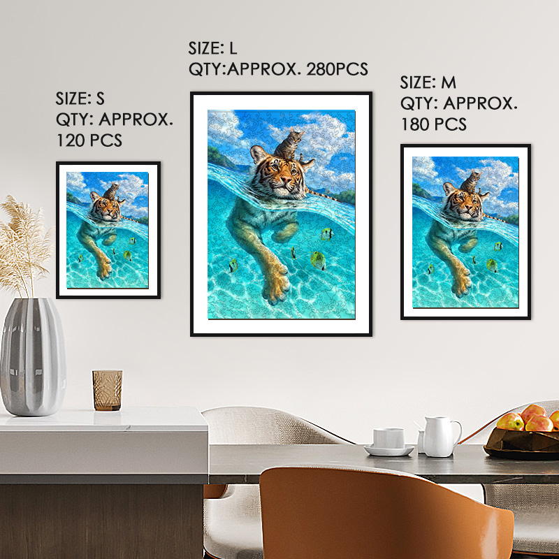 Tiger Swim Wooden Jigsaw Puzzle - aimpuzzle