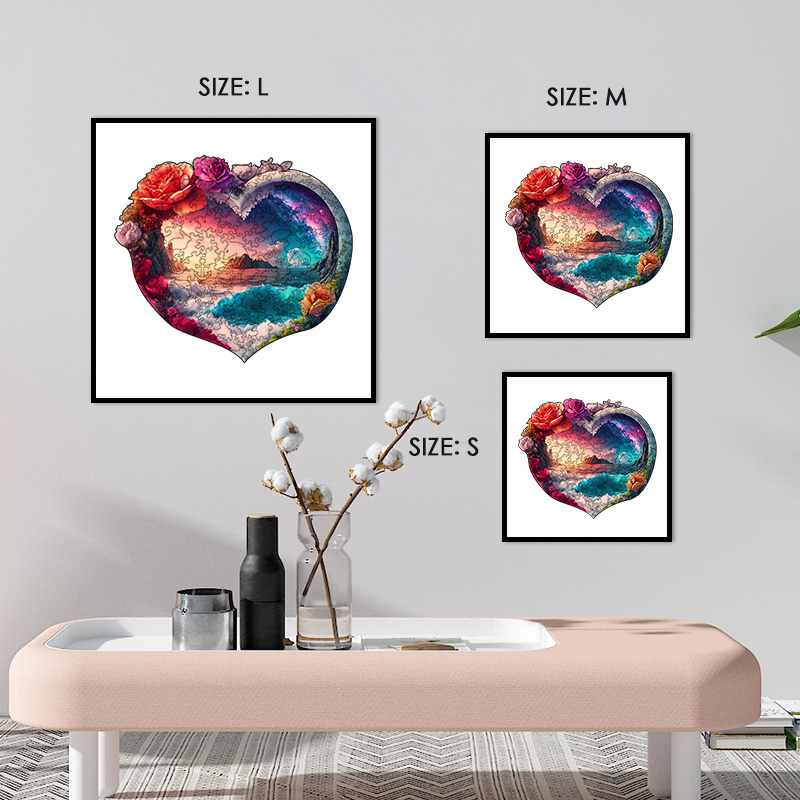 Floral Heart Island Wooden Jigsaw Puzzle - aimpuzzle