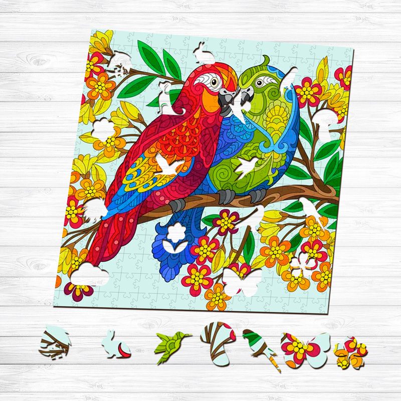 Couple Parrots Wooden Jigsaw Puzzle - aimpuzzle