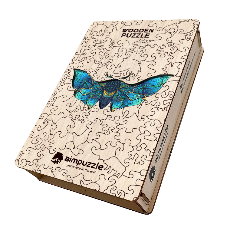 Blue Moth Wooden Jigsaw Puzzle - aimpuzzle