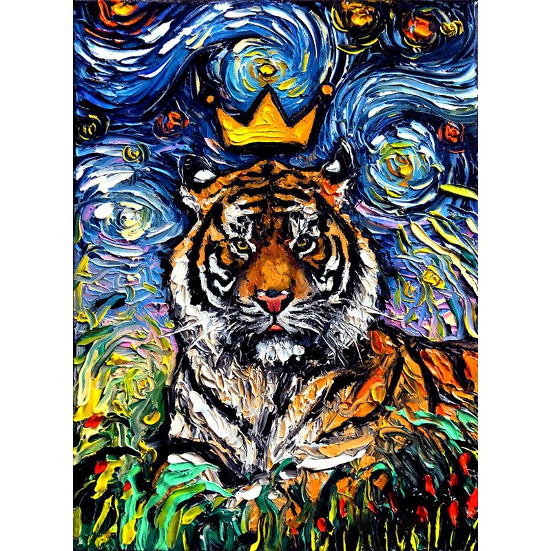 Starry Night Tiger King Wooden Jigsaw Puzzle - aimpuzzle