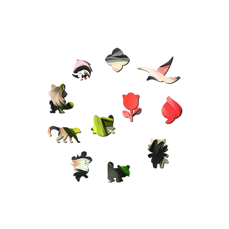 Raccoons and Tulips Wooden Jigsaw Puzzle - aimpuzzle