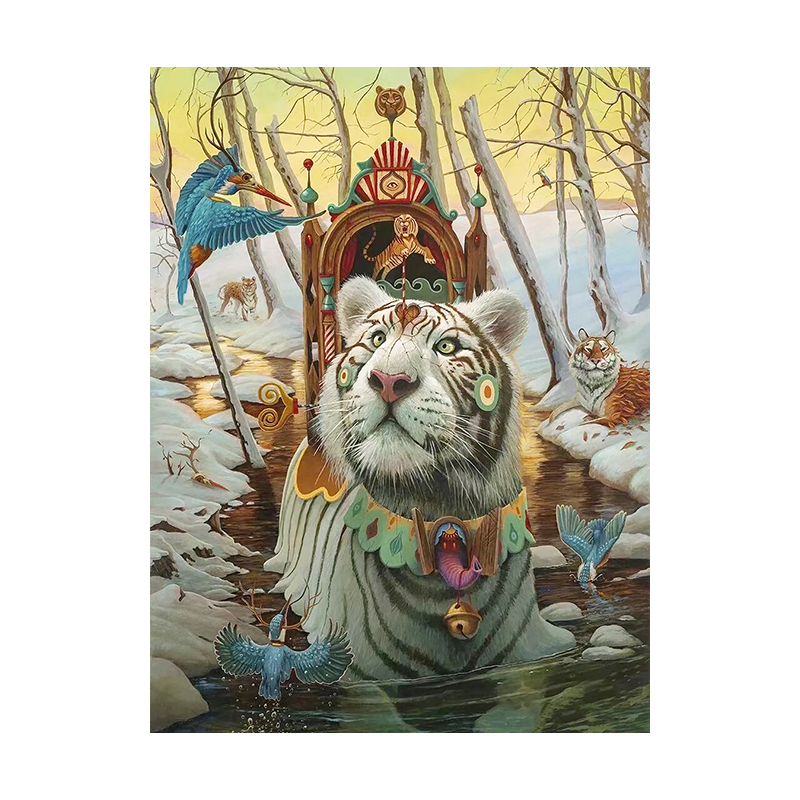 Circus White Tiger Wooden Jigsaw Puzzle - aimpuzzle