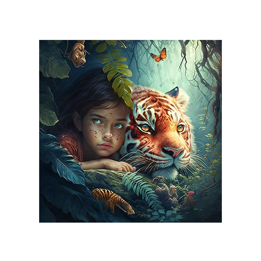 Girl and Tiger Wooden Jigsaw Puzzle - aimpuzzle
