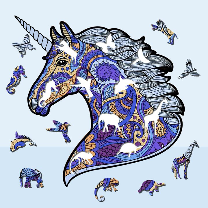 Purple Unicorn Wooden Jigsaw Puzzle - aimpuzzle