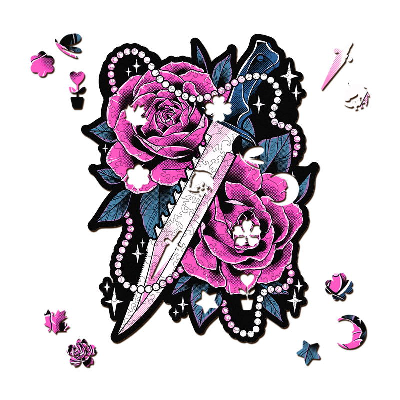 Pink Roses Wooden Jigsaw Puzzle - aimpuzzle