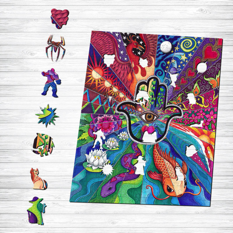 Hamsa Hand Wooden Jigsaw Puzzle - aimpuzzle