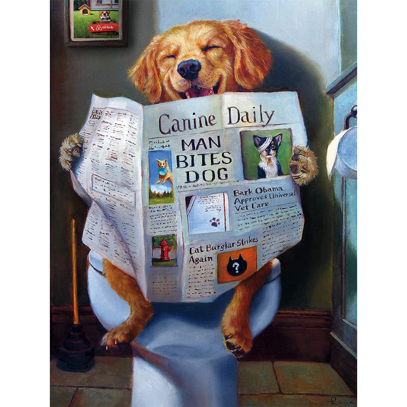 Dog Reading Newspapers Wooden Jigsaw Puzzle - aimpuzzle