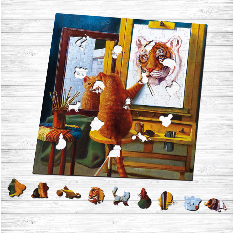 Cat portrait Wooden Jigsaw Puzzle - aimpuzzle