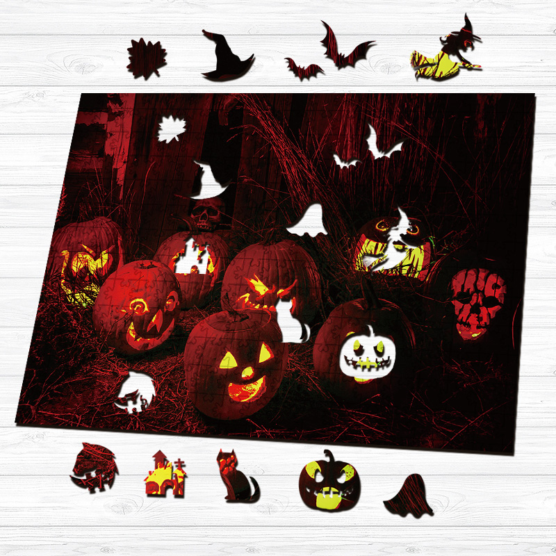 Halloween Pumpkin Lamp Wooden Jigsaw Puzzle - aimpuzzle