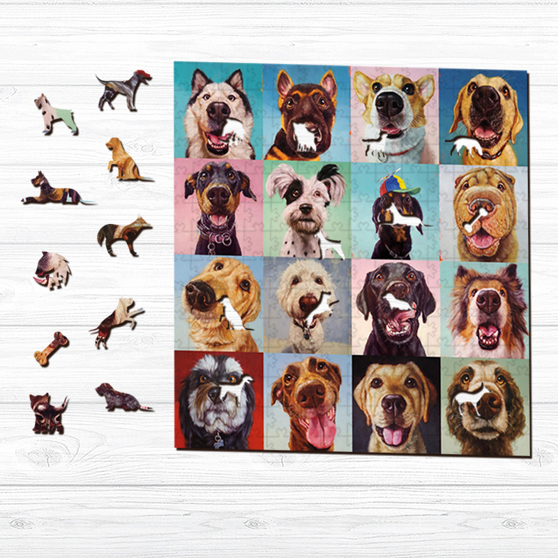 Dogs Smiley Wooden Jigsaw Puzzle - aimpuzzle