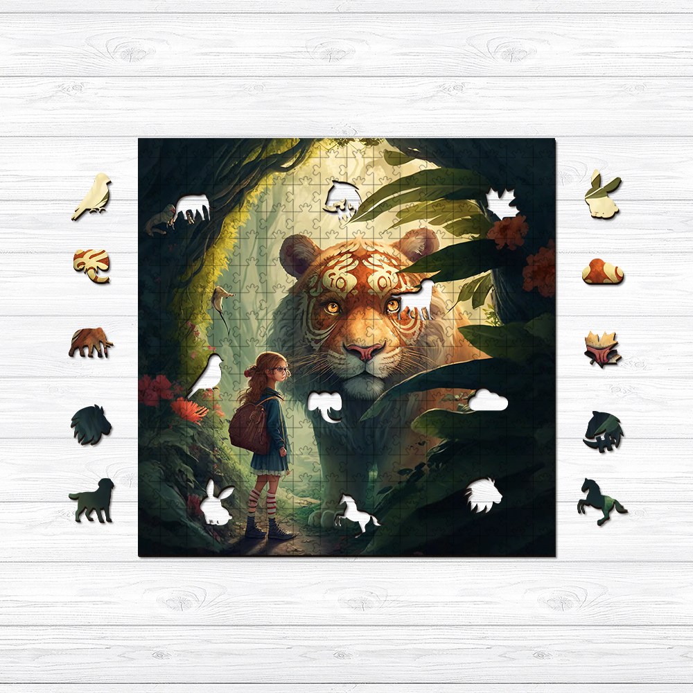 Tiger And The Brave Girl Wooden Jigsaw Puzzle - aimpuzzle