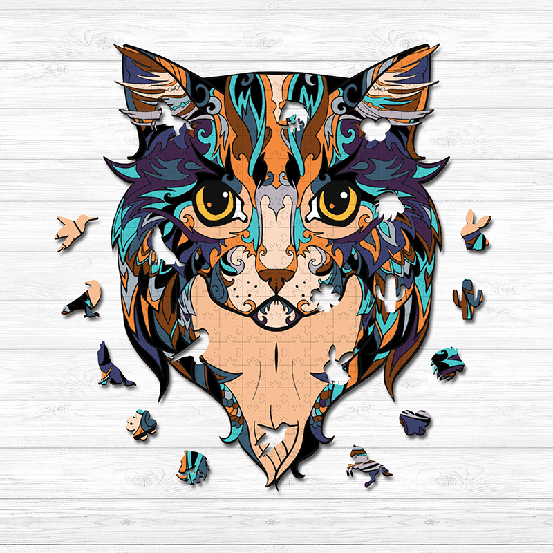 Blue Cat Wooden Jigsaw Puzzle - aimpuzzle