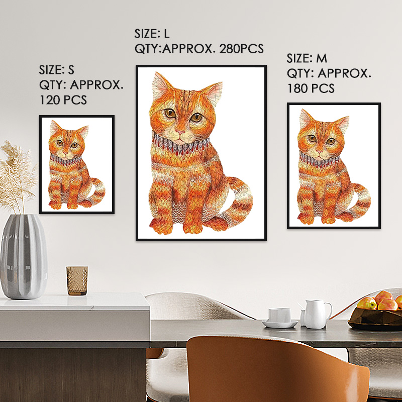 Orange Cat Wooden Jigsaw Puzzle - aimpuzzle