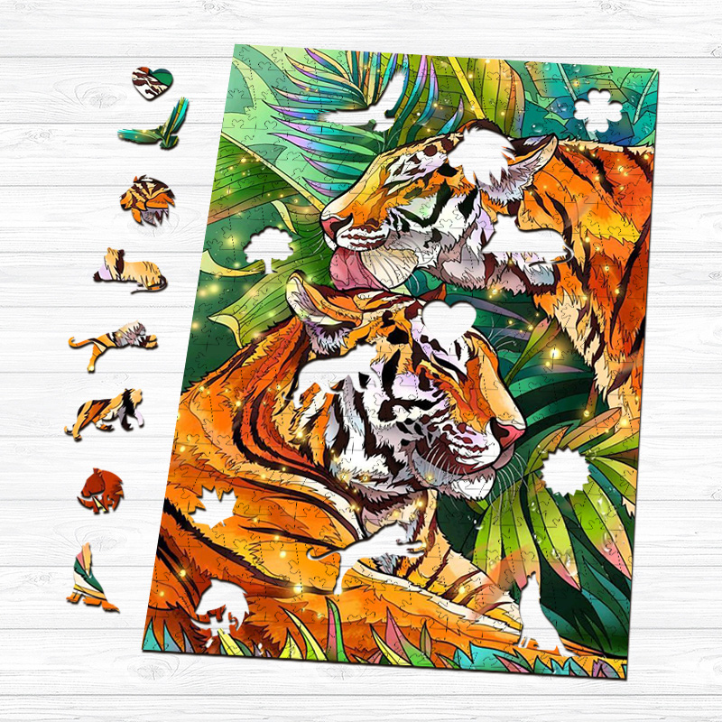 Two Tigers Wooden Jigsaw Puzzle - aimpuzzle