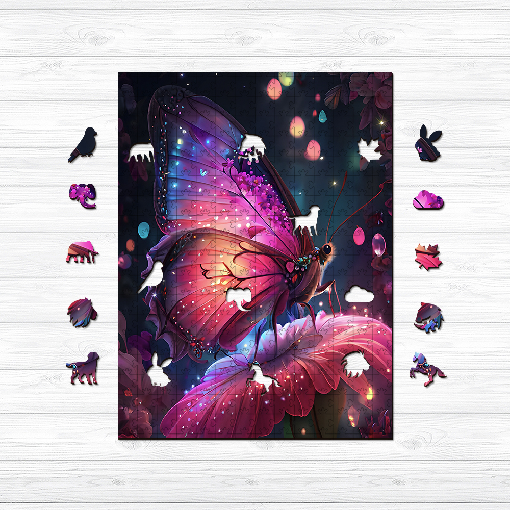 Luminous Butterfly Wooden Jigsaw Puzzle - aimpuzzle