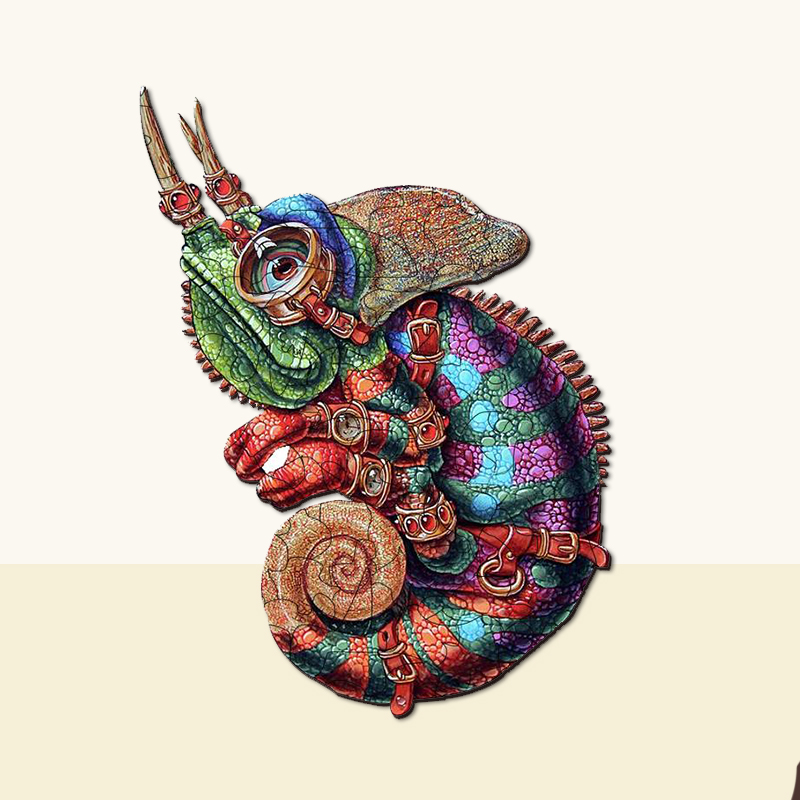 Colorful Chameleon Wooden Jigsaw Puzzle - aimpuzzle