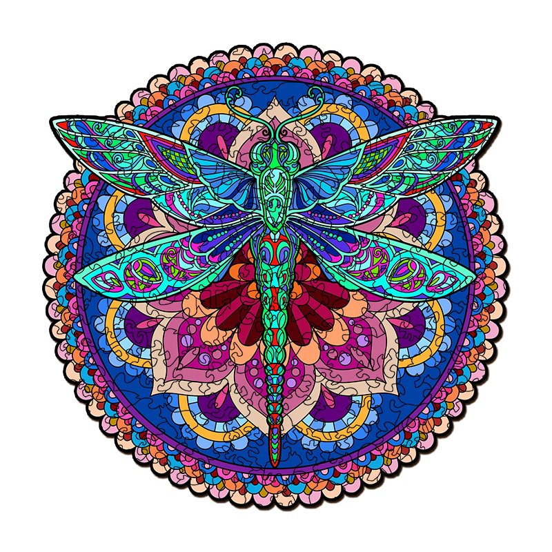 Madala Green Dragon Fly Wooden Jigsaw Puzzle - aimpuzzle