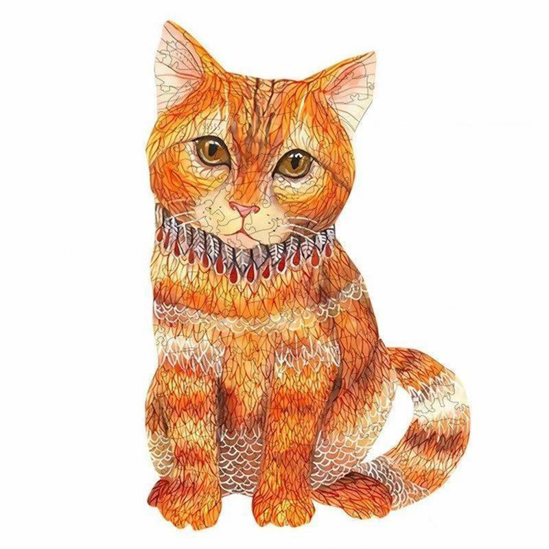 Orange Cat Wooden Jigsaw Puzzle - aimpuzzle
