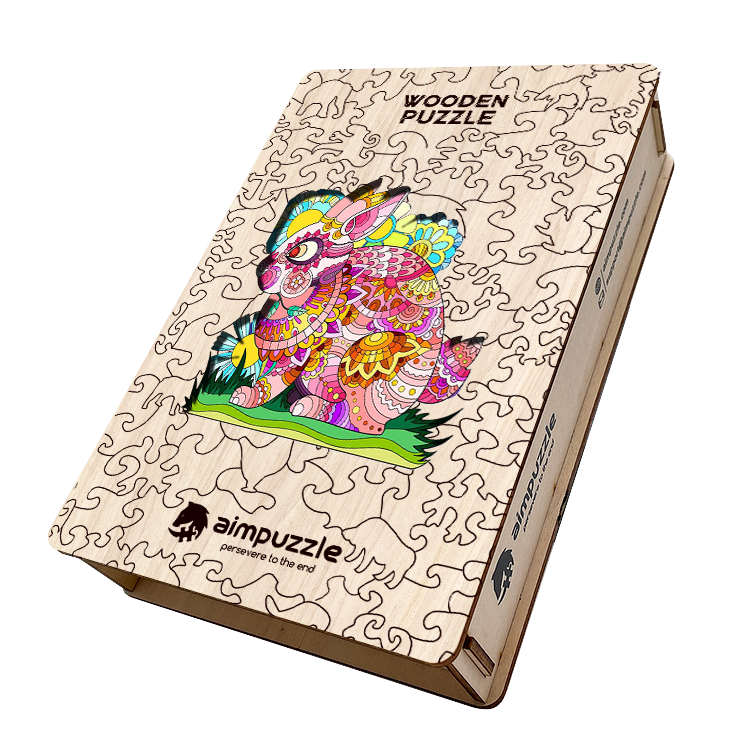 Pink Rabbit Wooden Jigsaw Puzzle - aimpuzzle