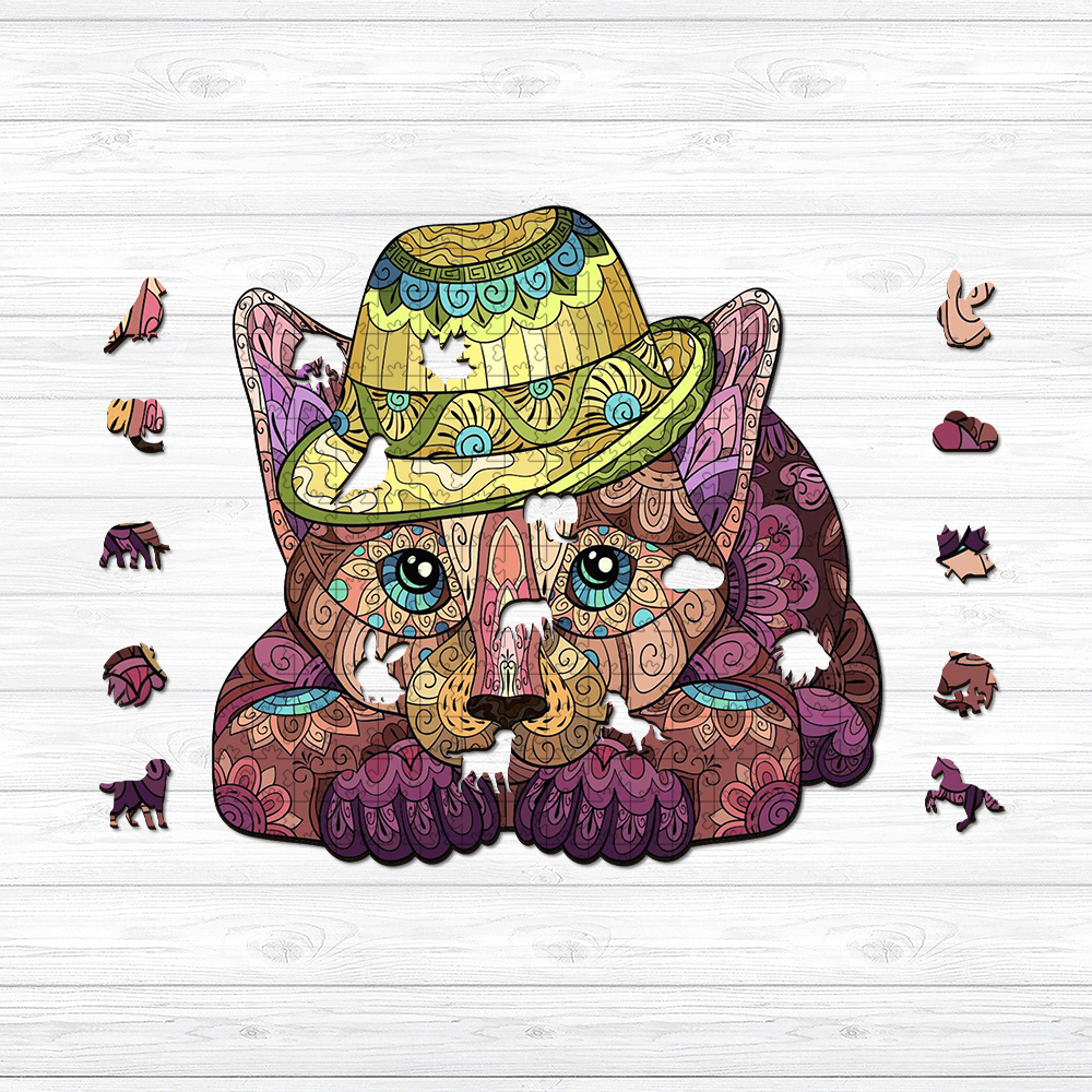 Cat in a Hat Wooden Jigsaw Puzzle - aimpuzzle