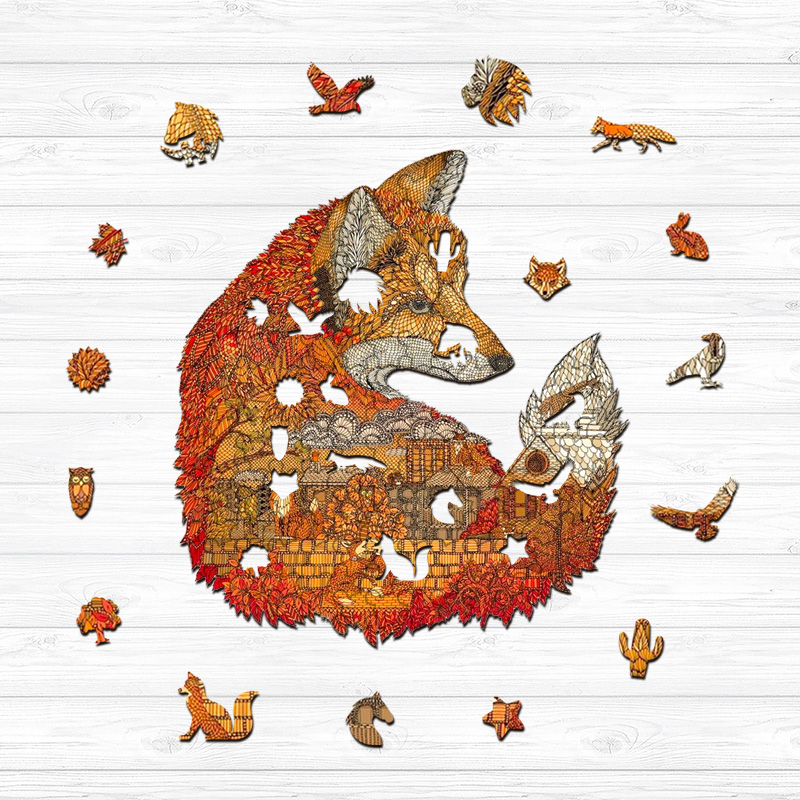 Pixel Fox Wooden Jigsaw Puzzle - aimpuzzle