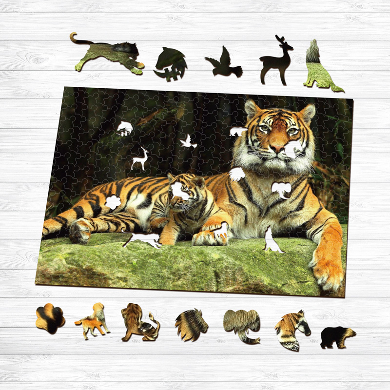 Tiger and Baby Wooden Jigsaw Puzzle - aimpuzzle
