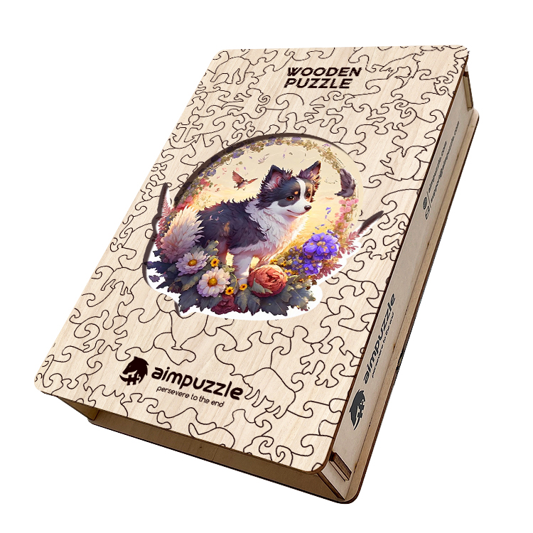 Smiling Flowered Corgi Wooden Jigsaw Puzzle - aimpuzzle