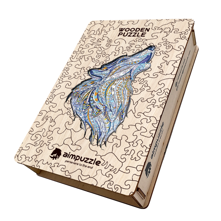 Blue Wolf Wooden Jigsaw Puzzle - aimpuzzle