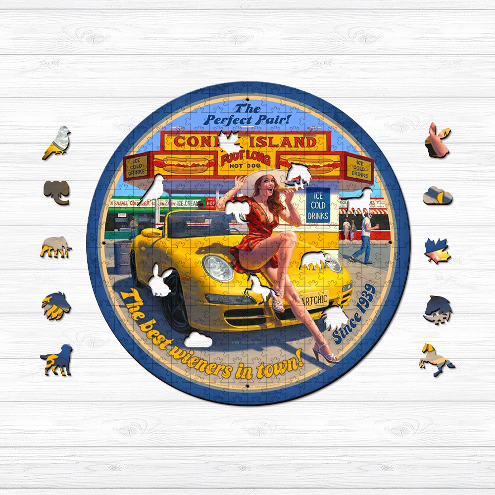 Car and Beauty Wooden Jigsaw Puzzle - aimpuzzle