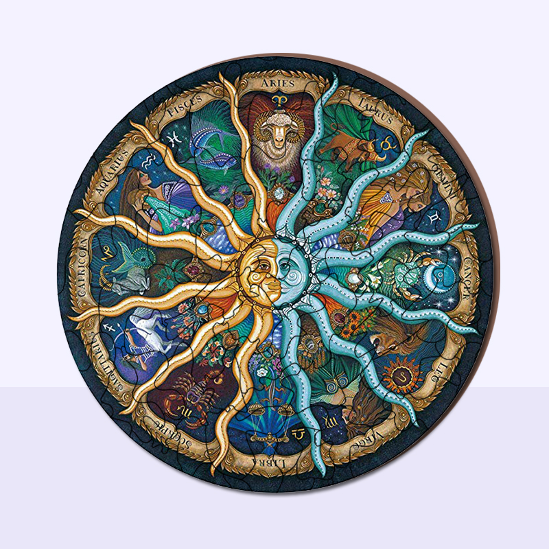 Zodiac Signs Sun Wooden Jigsaw Puzzle - aimpuzzle