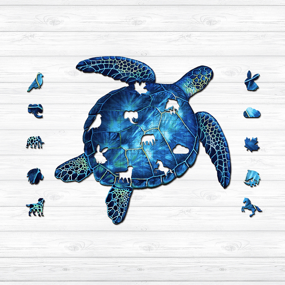 Blue Sea Turtle Wooden Jigsaw Puzzle - aimpuzzle