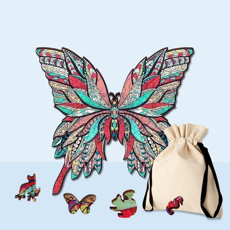Red butterfly Wooden Jigsaw Puzzle - aimpuzzle