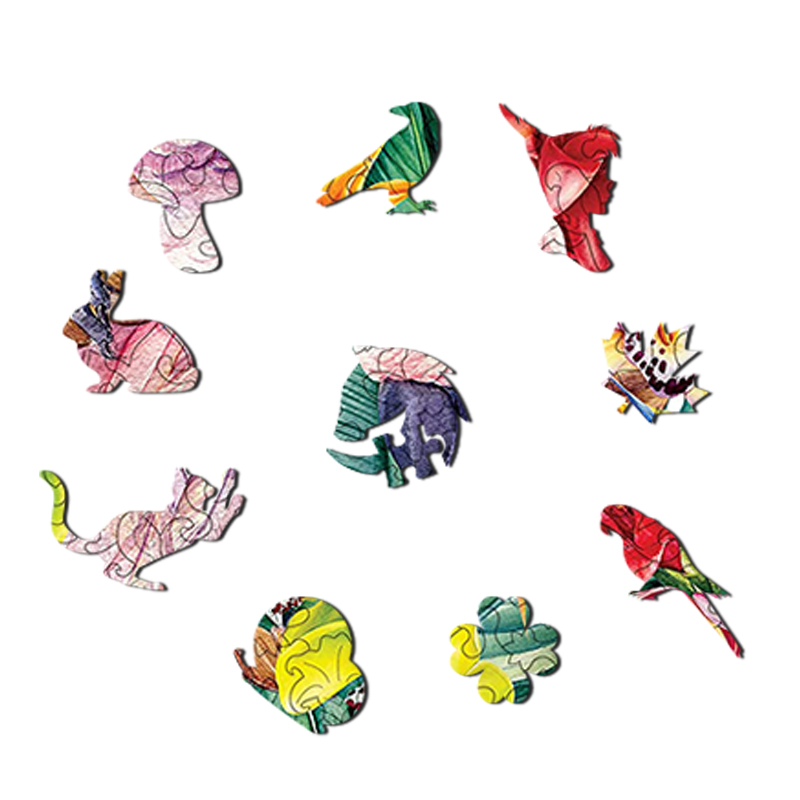 Floral Pink Parrots Wooden Jigsaw Puzzle - aimpuzzle