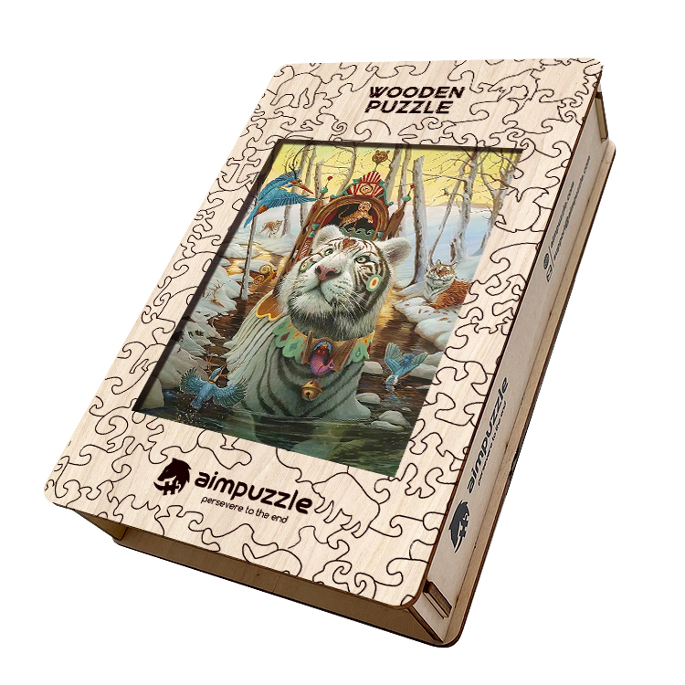 Circus White Tiger Wooden Jigsaw Puzzle - aimpuzzle