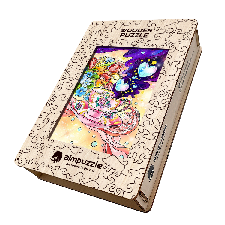 Tea Cup and Flowers Wooden Jigsaw Puzzle - aimpuzzle