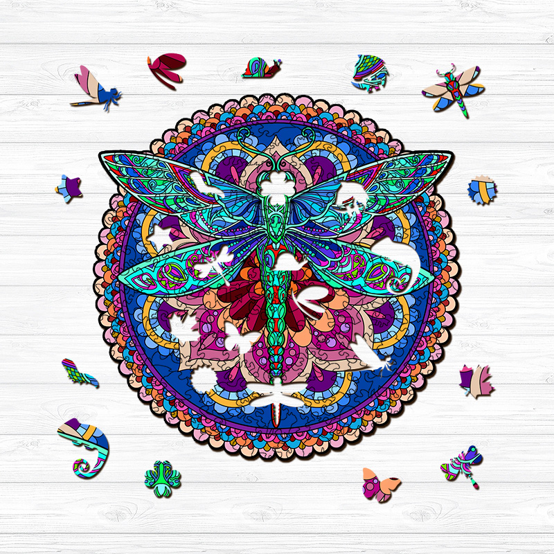 Madala Green Dragon Fly Wooden Jigsaw Puzzle - aimpuzzle