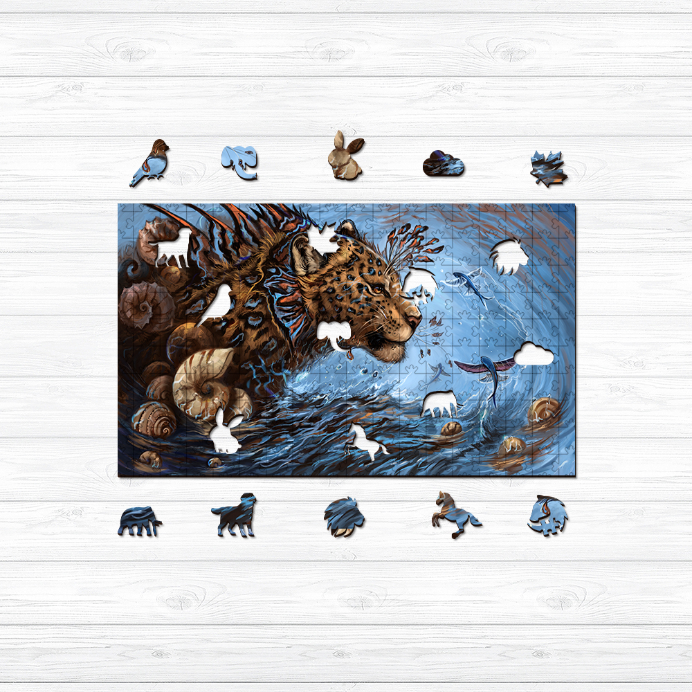 Sea Wave leopard Wooden Jigsaw Puzzle - aimpuzzle