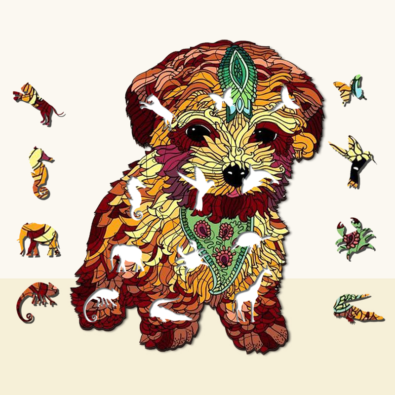 Fluffy Puppy Wooden Jigsaw Puzzle - aimpuzzle