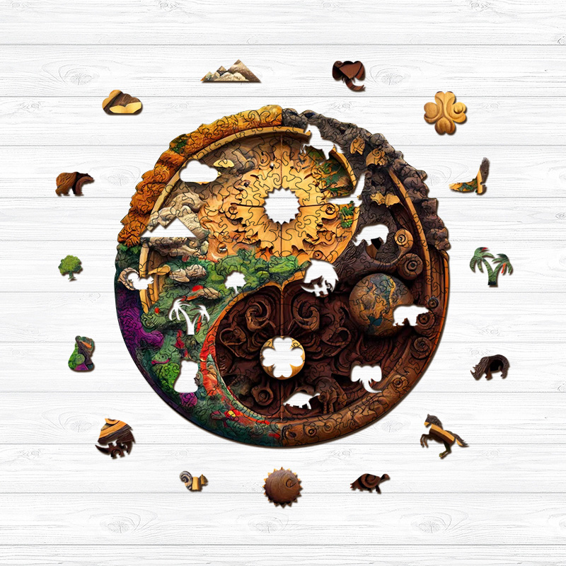Taiji Yin Yang Mandala Wooden Jigsaw Puzzle - aimpuzzle