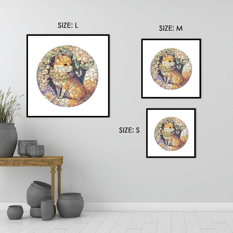 Blooming Flower and Fox Wooden Jigsaw Puzzle - aimpuzzle