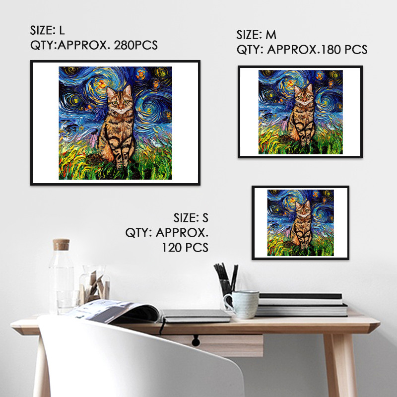 Starry Night Ocelot Cat Wooden Jigsaw Puzzle - aimpuzzle
