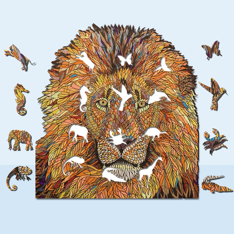 Yellow Lion Wooden Jigsaw Puzzle - aimpuzzle