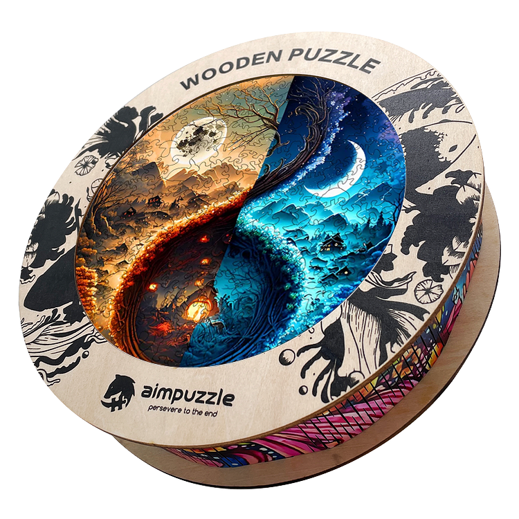 The light and Darkness Moon Wooden Jigsaw Puzzle - aimpuzzle