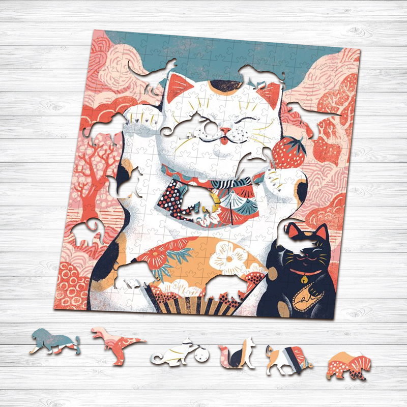 Maneki-neko Wooden Jigsaw Puzzle - aimpuzzle