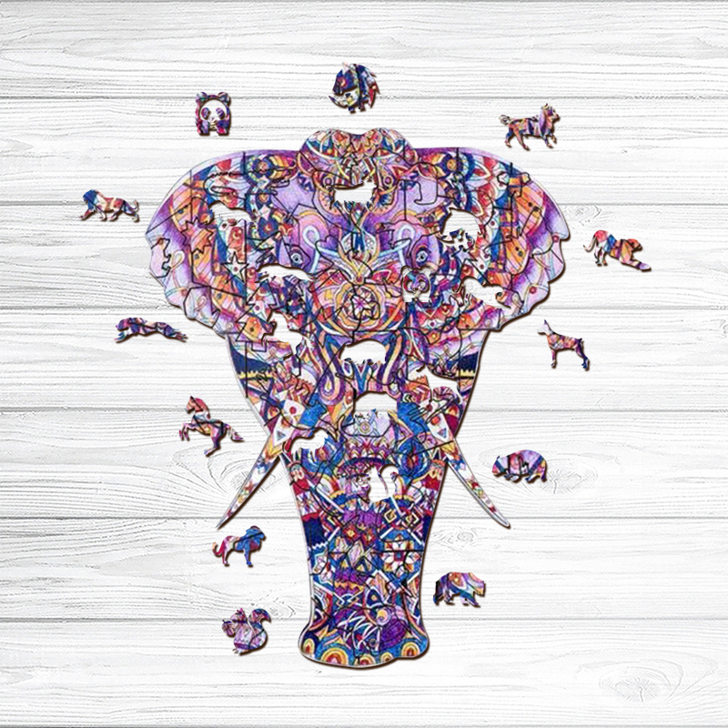 Purple Elephant Wooden Jigsaw Puzzle - aimpuzzle