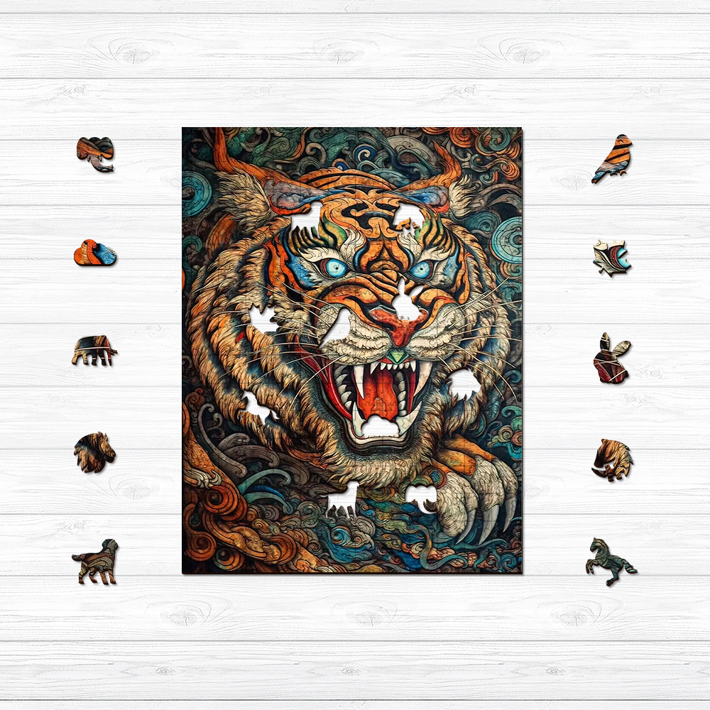 Roaring Tiger Wooden Jigsaw Puzzle - aimpuzzle